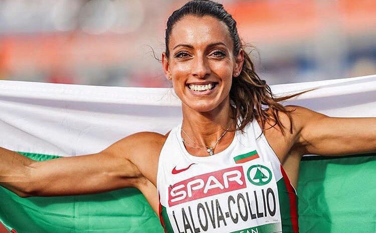 Ivet Lalova Collio carrying her nations flag