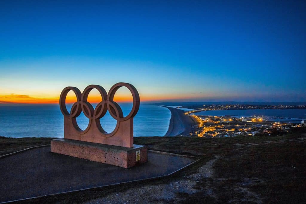Olympic rings statue