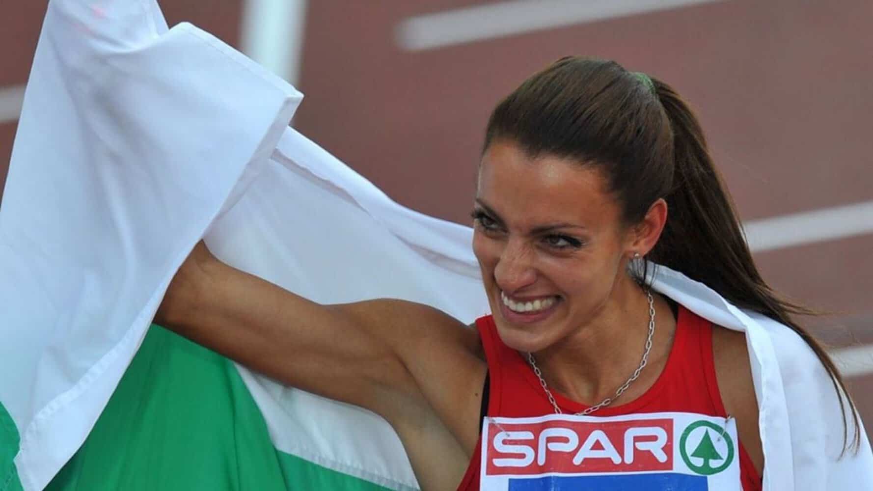 Ivet Lalova-Collio with Bulgarian flag
