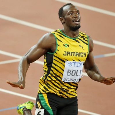 Usain Bolt reacts after winning the men's 200m final at the Beijing 2015 IAAF World Championships
